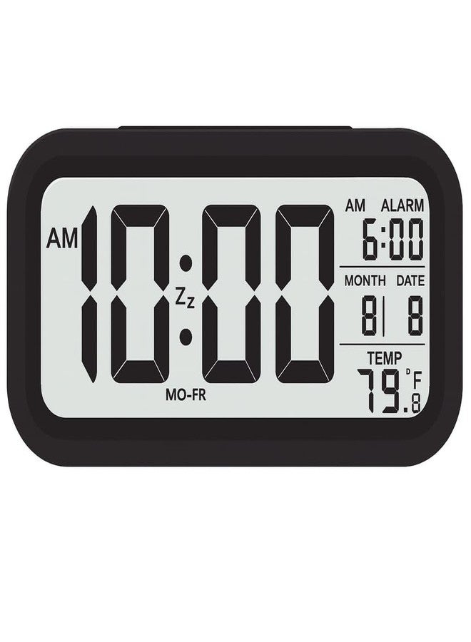 BB BACKBENCHERS Digital Alarm Clock | Large LED Display with Date & Temperature | Sensor Night Light, Snooze Function | for Bedside, Office & Students (Black) - Image 1
